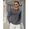 image:imageCOOFANDY Mens Henley Shirts Long Sleeve Casual Maverick Slub Henley TShirts Lightweight Basic TeeDark Gray