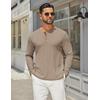 image:imageCOOFANDY Mens Henley Shirts Long Sleeve Casual Maverick Slub Henley TShirts Lightweight Basic TeeKhaki