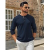 image:imageCOOFANDY Mens Henley Shirts Long Sleeve Casual Maverick Slub Henley TShirts Lightweight Basic TeeNavy Blue