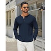 image:imageCOOFANDY Mens Henley Shirts Long Sleeve Casual Maverick Slub Henley TShirts Lightweight Basic TeeNavy Blue