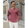 image:imageCOOFANDY Mens Henley Shirts Long Sleeve Casual Maverick Slub Henley TShirts Lightweight Basic TeeWine Red