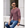 image:imageCOOFANDY Mens Henley Shirts Long Sleeve Casual Pullover Shirt Fashion Button TShirtHeather Burgundy