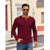 image:imageCOOFANDY Mens Henley Shirts Long Sleeve Casual Pullover Shirt Fashion Button TShirtWine Red