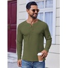 image:imageCOOFANDY Mens Henley Shirts Long Sleeve Fashion Tee Shirts Slim Fit 4 Buttons TShirts Casual Basic Pullover TopArmy Green