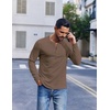 image:imageCOOFANDY Mens Henley Shirts Long Sleeve Fashion Tee Shirts Slim Fit 4 Buttons TShirts Casual Basic Pullover TopBrown