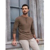 image:imageCOOFANDY Mens Henley Shirts Long Sleeve Fashion Tee Shirts Slim Fit 4 Buttons TShirts Casual Basic Pullover TopBrown