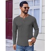 image:imageCOOFANDY Mens Henley Shirts Long Sleeve Fashion Tee Shirts Slim Fit 4 Buttons TShirts Casual Basic Pullover TopDark Grey