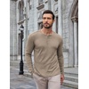image:imageCOOFANDY Mens Henley Shirts Long Sleeve Fashion Tee Shirts Slim Fit 4 Buttons TShirts Casual Basic Pullover TopKhaki