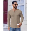 image:imageCOOFANDY Mens Henley Shirts Long Sleeve Fashion Tee Shirts Slim Fit 4 Buttons TShirts Casual Basic Pullover TopKhaki