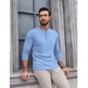 image:imageCOOFANDY Mens Henley Shirts Long Sleeve Fashion Tee Shirts Slim Fit 4 Buttons TShirts Casual Basic Pullover TopLight Blue