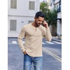 image:imageCOOFANDY Mens Henley Shirts Long Sleeve Fashion Tee Shirts Slim Fit 4 Buttons TShirts Casual Basic Pullover TopLight Khaki