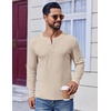 image:imageCOOFANDY Mens Henley Shirts Long Sleeve Fashion Tee Shirts Slim Fit 4 Buttons TShirts Casual Basic Pullover TopLight Khaki