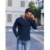 image:imageCOOFANDY Mens Henley Shirts Long Sleeve Fashion Tee Shirts Slim Fit 4 Buttons TShirts Casual Basic Pullover TopNavy Blue