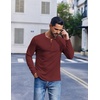 image:imageCOOFANDY Mens Henley Shirts Long Sleeve Fashion Tee Shirts Slim Fit 4 Buttons TShirts Casual Basic Pullover TopWine Red