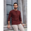 image:imageCOOFANDY Mens Henley Shirts Long Sleeve Fashion Tee Shirts Slim Fit 4 Buttons TShirts Casual Basic Pullover TopWine Red