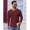 image:imageCOOFANDY Mens Henley Shirts Long Sleeve Fashion Tee Shirts Slim Fit 4 Buttons TShirts Casual Basic Pullover TopWine Red