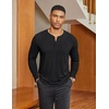 image:imageCOOFANDY Mens Henley Shirts Long Sleeve Lightweight Button TShirt Casual Basic Tee TopBlack