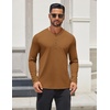 image:imageCOOFANDY Mens Henley Shirts Long Sleeve Lightweight Button TShirt Casual Basic Tee TopCaramel Brown