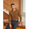 image:imageCOOFANDY Mens Henley Shirts Long Sleeve Lightweight Button TShirt Casual Basic Tee TopCaramel Brown