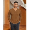 image:imageCOOFANDY Mens Henley Shirts Long Sleeve Lightweight Button TShirt Casual Basic Tee TopCaramel Brown
