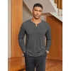 image:imageCOOFANDY Mens Henley Shirts Long Sleeve Lightweight Button TShirt Casual Basic Tee TopDark Grey