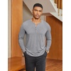 image:imageCOOFANDY Mens Henley Shirts Long Sleeve Lightweight Button TShirt Casual Basic Tee TopLight Grey