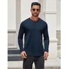 image:imageCOOFANDY Mens Henley Shirts Long Sleeve Lightweight Button TShirt Casual Basic Tee TopNavy Blue