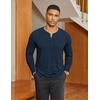 image:imageCOOFANDY Mens Henley Shirts Long Sleeve Lightweight Button TShirt Casual Basic Tee TopNavy Blue