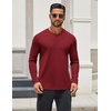 image:imageCOOFANDY Mens Henley Shirts Long Sleeve Lightweight Button TShirt Casual Basic Tee TopWine Red