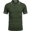 image:imageCOOFANDY Mens Knit Polo Shirts Casual Short Sleeve Button Down Shirts Crochet Classic Golf Polo Collared ShirtsArmy Green
