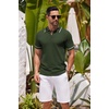 image:imageCOOFANDY Mens Knit Polo Shirts Casual Short Sleeve Button Down Shirts Crochet Classic Golf Polo Collared ShirtsArmy Green
