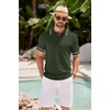 image:imageCOOFANDY Mens Knit Polo Shirts Casual Short Sleeve Button Down Shirts Crochet Classic Golf Polo Collared ShirtsArmy Green