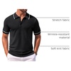 image:imageCOOFANDY Mens Knit Polo Shirts Casual Short Sleeve Button Down Shirts Crochet Classic Golf Polo Collared ShirtsBlack
