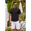 image:imageCOOFANDY Mens Knit Polo Shirts Casual Short Sleeve Button Down Shirts Crochet Classic Golf Polo Collared ShirtsBlack