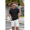 image:imageCOOFANDY Mens Knit Polo Shirts Casual Short Sleeve Button Down Shirts Crochet Classic Golf Polo Collared ShirtsBlack