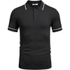 image:imageCOOFANDY Mens Knit Polo Shirts Casual Short Sleeve Button Down Shirts Crochet Classic Golf Polo Collared ShirtsBlack