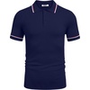 image:imageCOOFANDY Mens Knit Polo Shirts Casual Short Sleeve Button Down Shirts Crochet Classic Golf Polo Collared ShirtsBlack Red White Stripes