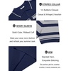 image:imageCOOFANDY Mens Knit Polo Shirts Casual Short Sleeve Button Down Shirts Crochet Classic Golf Polo Collared ShirtsBlue With Gray Stripes
