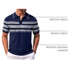 image:imageCOOFANDY Mens Knit Polo Shirts Casual Short Sleeve Button Down Shirts Crochet Classic Golf Polo Collared ShirtsBlue With Gray Stripes