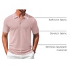 image:imageCOOFANDY Mens Knit Polo Shirts Casual Short Sleeve Button Down Shirts Crochet Classic Golf Polo Collared ShirtsBright Pink