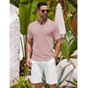 image:imageCOOFANDY Mens Knit Polo Shirts Casual Short Sleeve Button Down Shirts Crochet Classic Golf Polo Collared ShirtsBright Pink
