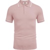 image:imageCOOFANDY Mens Knit Polo Shirts Casual Short Sleeve Button Down Shirts Crochet Classic Golf Polo Collared ShirtsBright Pink
