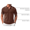 image:imageCOOFANDY Mens Knit Polo Shirts Casual Short Sleeve Button Down Shirts Crochet Classic Golf Polo Collared ShirtsBrown