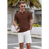 image:imageCOOFANDY Mens Knit Polo Shirts Casual Short Sleeve Button Down Shirts Crochet Classic Golf Polo Collared ShirtsBrown