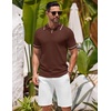 image:imageCOOFANDY Mens Knit Polo Shirts Casual Short Sleeve Button Down Shirts Crochet Classic Golf Polo Collared ShirtsBrown