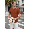 image:imageCOOFANDY Mens Knit Polo Shirts Casual Short Sleeve Button Down Shirts Crochet Classic Golf Polo Collared ShirtsCaramel