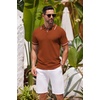 image:imageCOOFANDY Mens Knit Polo Shirts Casual Short Sleeve Button Down Shirts Crochet Classic Golf Polo Collared ShirtsCaramel