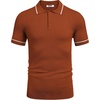 image:imageCOOFANDY Mens Knit Polo Shirts Casual Short Sleeve Button Down Shirts Crochet Classic Golf Polo Collared ShirtsCaramel