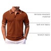 image:imageCOOFANDY Mens Knit Polo Shirts Casual Short Sleeve Button Down Shirts Crochet Classic Golf Polo Collared ShirtsCaramel