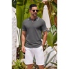 image:imageCOOFANDY Mens Knit Polo Shirts Casual Short Sleeve Button Down Shirts Crochet Classic Golf Polo Collared ShirtsDark Grey